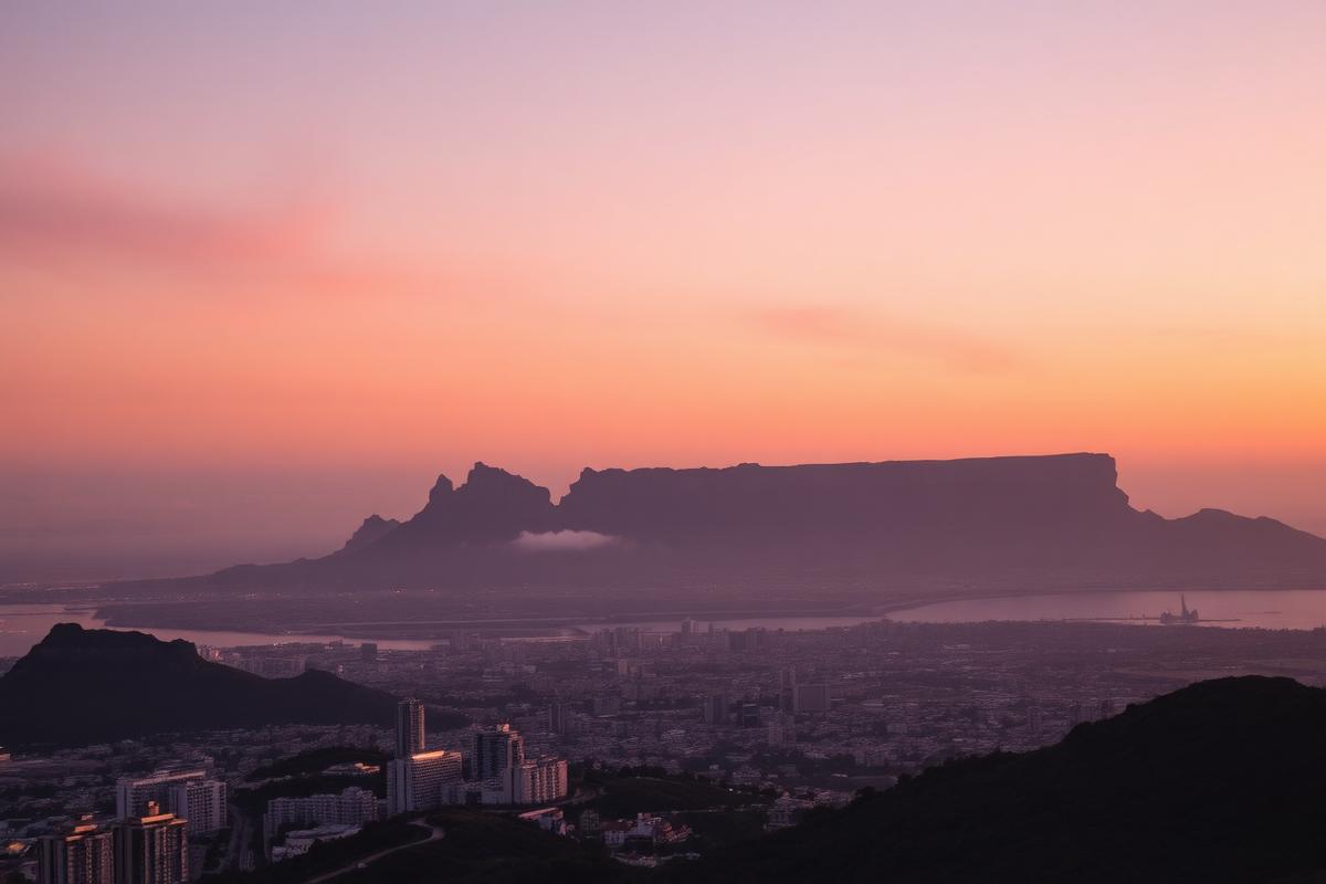 Sunrise over the Cape Town skyline